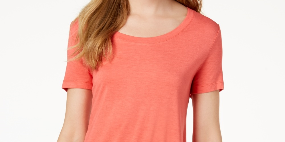 Maison Jules Women's Scoop Neck T Shirt Orange Size X-Small