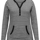 Karen Scott Women's Knit Top Striped V Neck Black Size Medium