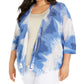 Alfani Women's Plus Drapey Printed Cardigan Sweater Blue Size 1X