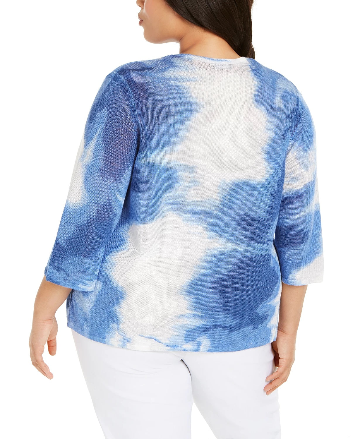 Alfani Women's Plus Drapey Printed Cardigan Sweater Blue Size 1X