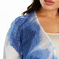 Alfani Women's Plus Drapey Printed Cardigan Sweater Blue Size 1X