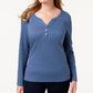 Karen Scott Women's Cotton Henley Top Blue Size Medium