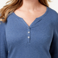 Karen Scott Women's Cotton Henley Top Blue Size Medium