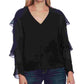 Vince Camuto Women's Chiffon Ruffled Button-Down Top Gray Size Large