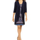 R & M Richards Women's Printed Necklace Dress & Draped Jacket Blue Size 6 Petite