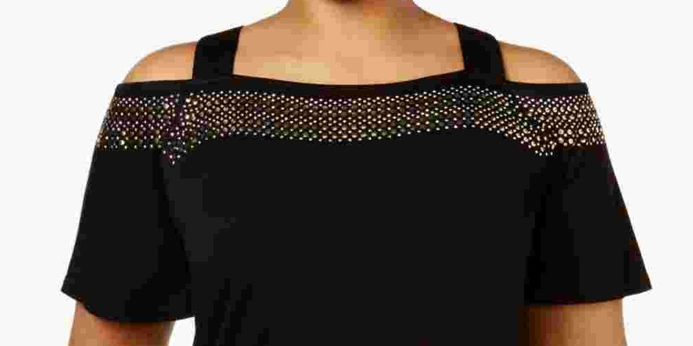 Belldini Women's Plus Size Cold Shoulder Top Black Size XX-Large