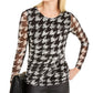 INC International Concepts Women's Printed Sheer Sleeve Top White Size -PL