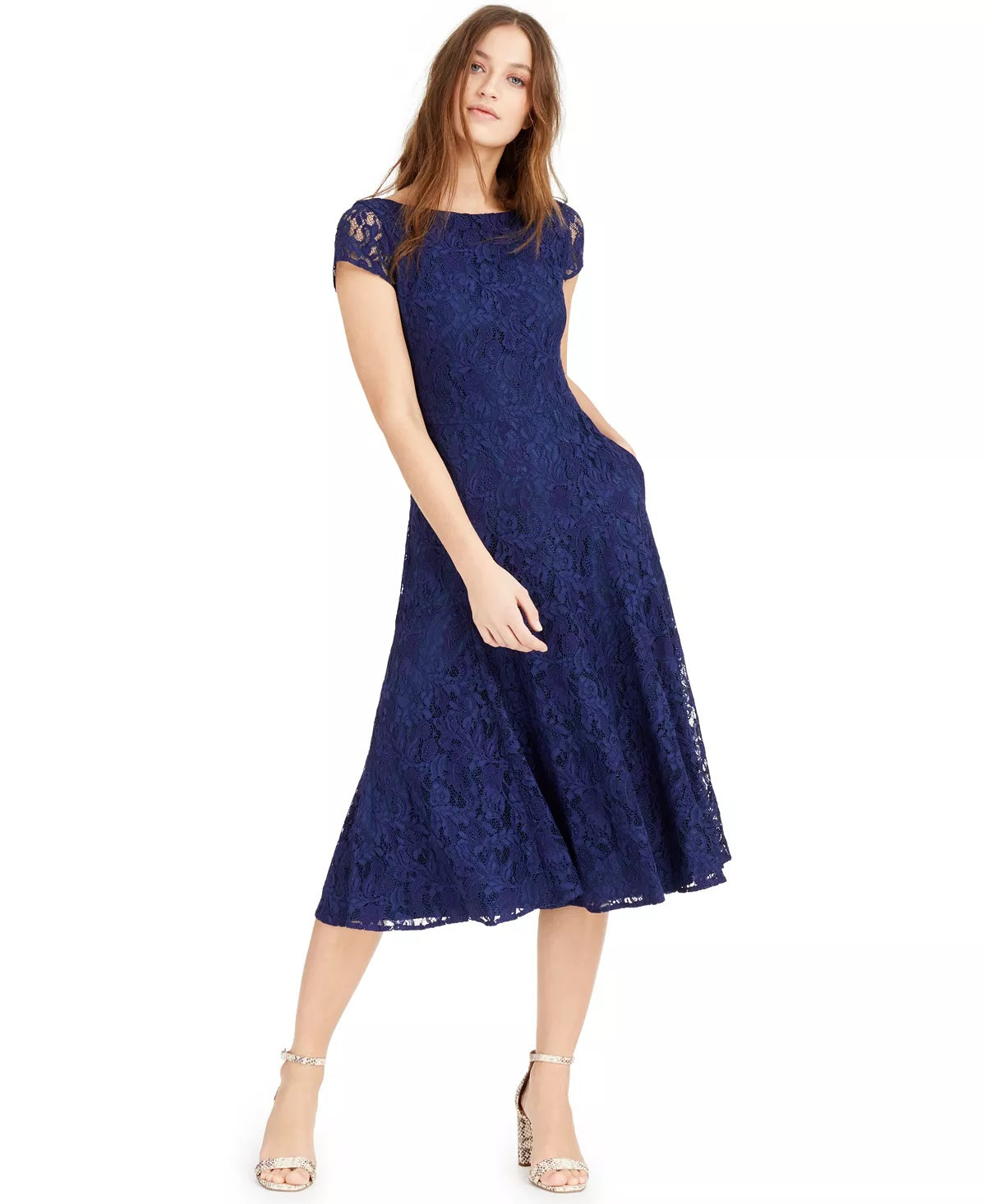 Vince Camuto Women's Lace Midi Dress Navy Size 12