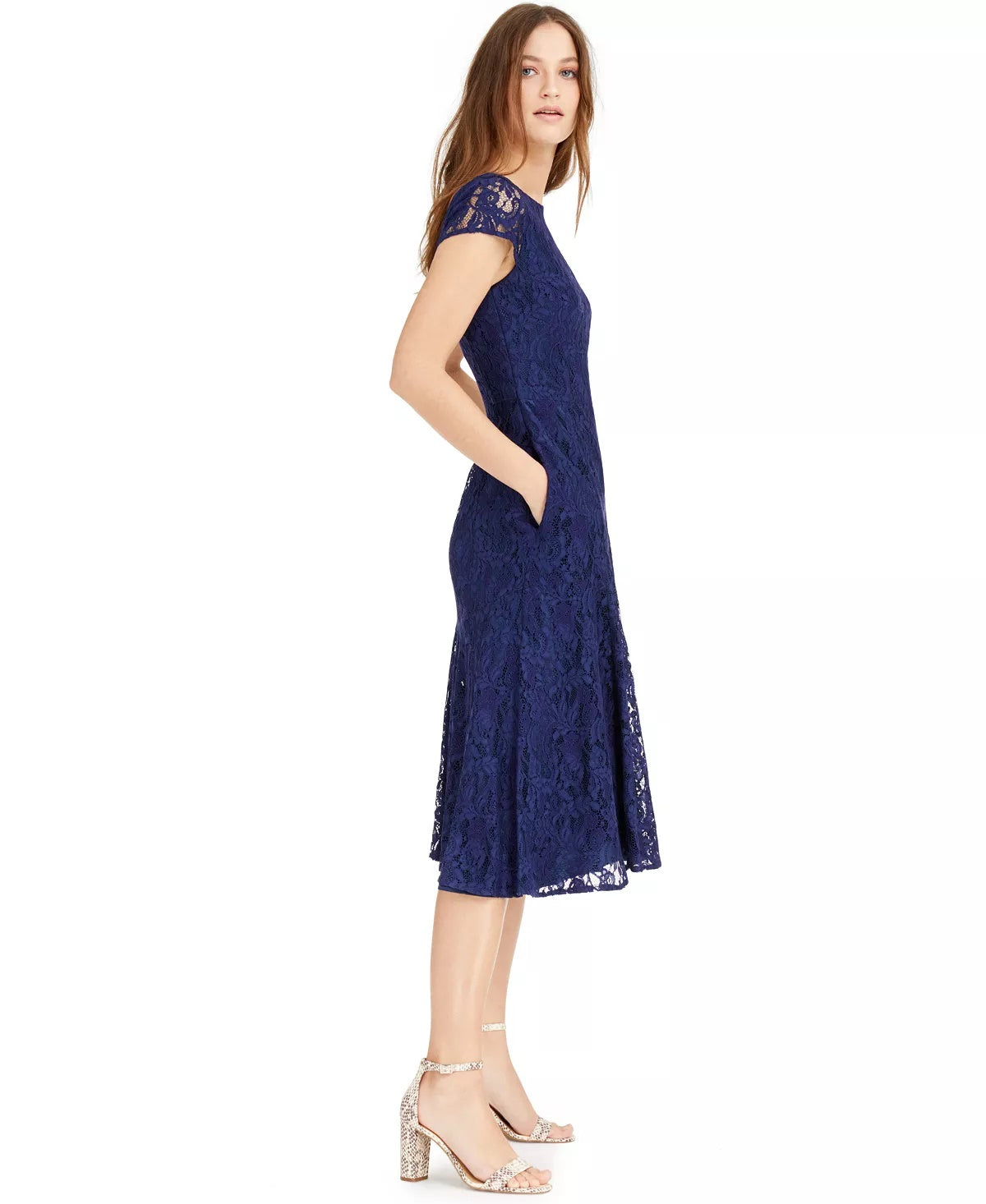 Vince Camuto Women's Lace Midi Dress Navy Size 12
