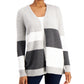 Charter Club Women's Colorblocked Knit Cardigan Gray Size Small