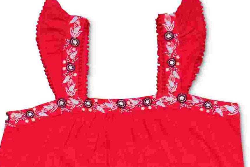 Style & Co Women's Embroidered Flutter Strap Tank Top Red Size Small