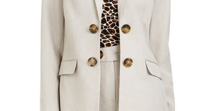 Calvin Klein Women's Double Breasted Open Front Blazer Beige Size 8