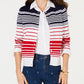 Charter Club Women's Striped Button Down Cardigan Blue Size X-Large