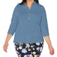 Charter Club Women's Plus Cotton Polo Top Blue Size 0X