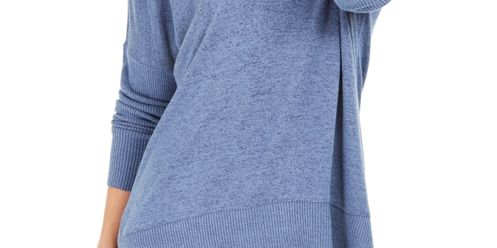 Style & Co Women's Drop Shoulder V Neck Tunic Blue Size Small