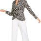 INC International Concepts Women's Petite Printed Twist-Front Top Black PL