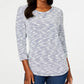 Karen Scott Women's Space Dye 3/4 Sleeve Top Gray Size Petite X-Large