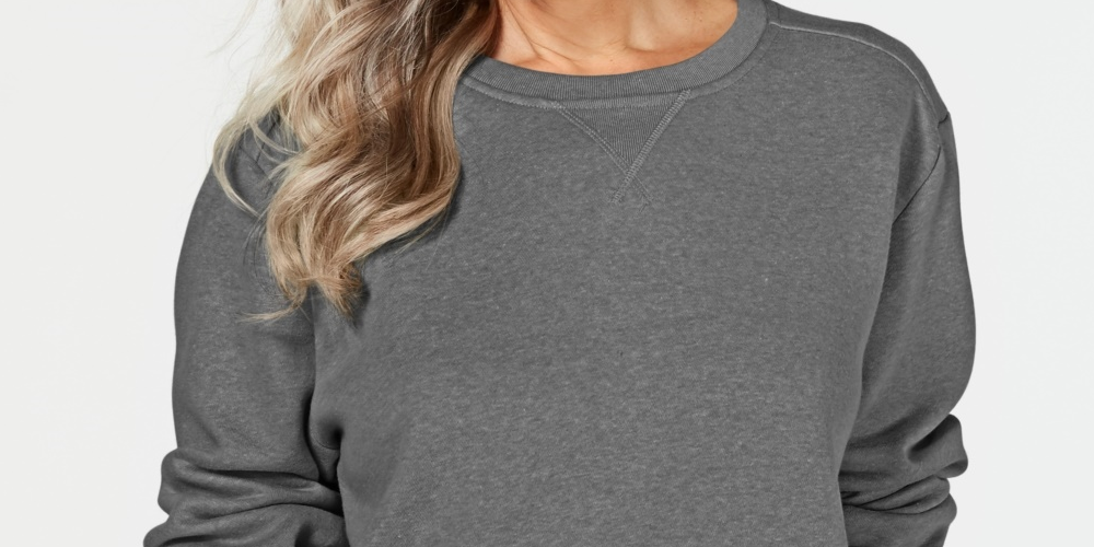 Karen Scott Women's Fleece Sweatshirt  Charcoal Size X-Large