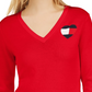 Tommy Hilfiger Women's Cotton Logo Heart Sweater Red Size Large