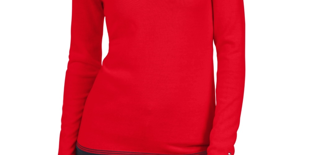 Tommy Hilfiger Women's Cotton Logo Heart Sweater Red Size Large