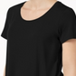 JM Collection Women's Scoop Neck Top Black Size S