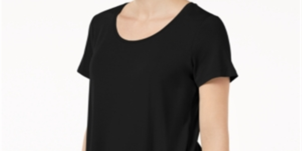JM Collection Women's Scoop Neck Top Black Size S