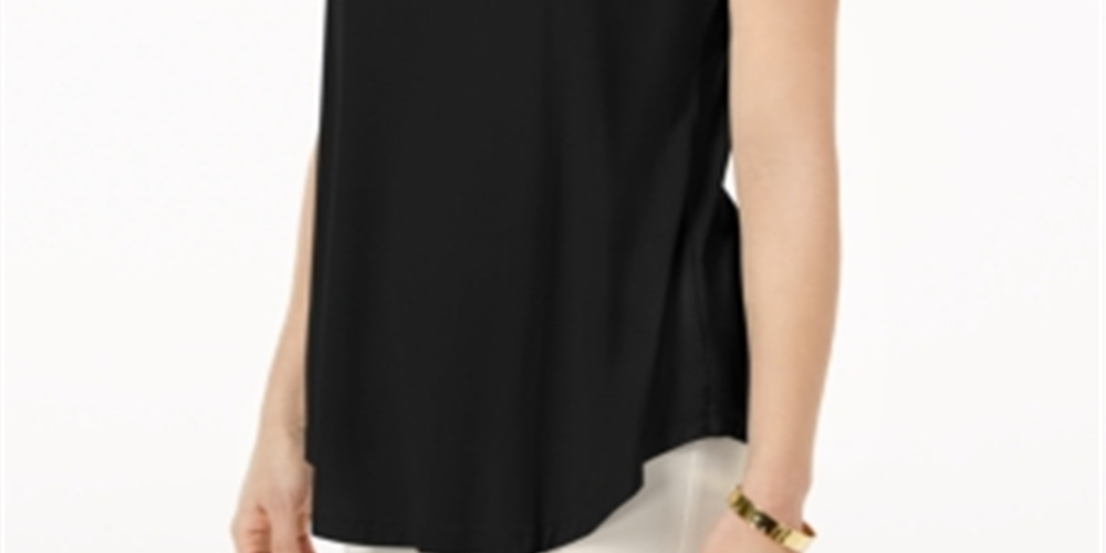 JM Collection Women's Scoop Neck Top Black Size S