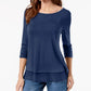 Style & Co Women's Chiffon Hem Top Blue Size X-Small