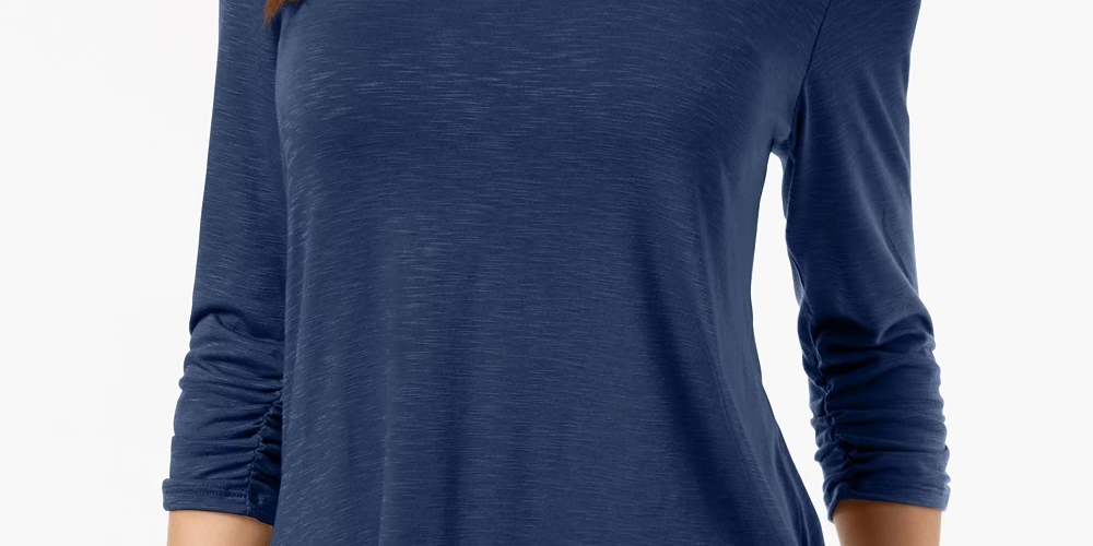 Style & Co Women's Chiffon Hem Top Blue Size X-Small