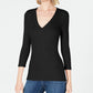 INC International Concepts Women's V Neck Top Black Size PL
