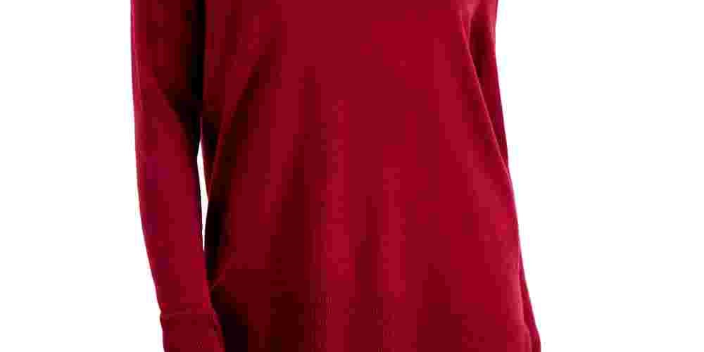 Style & Co Women's V Neck Band Hem Sweater Red Size Large