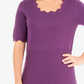 NY Collection Women's Scalloped Fit & Flare Sweater Dress Pink Size Petite S