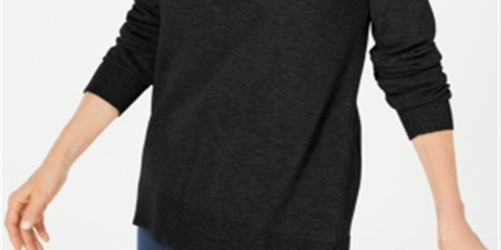 Karen Scott Women's Plush Front Seam Sweater Black Size XS