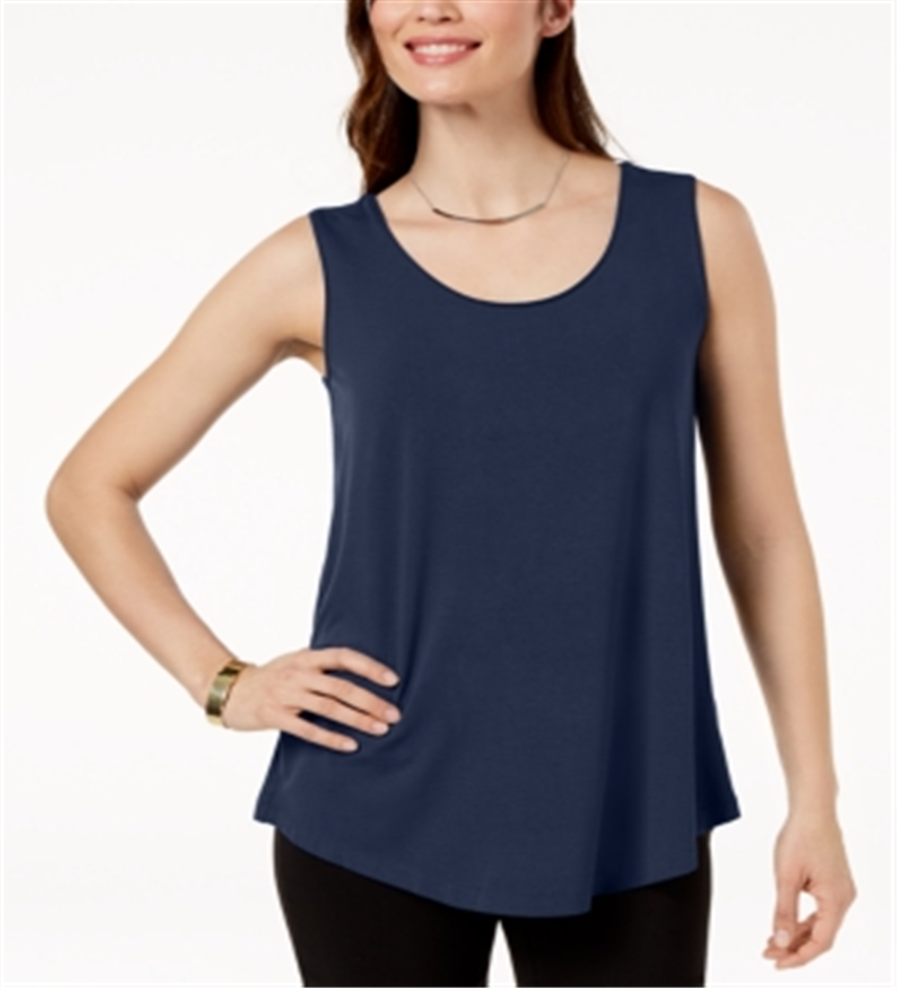 JM Collection Women's Scoop Neck Tank Top Deep Blue Size XS