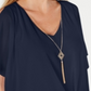 JM Collection Women's Solid Tie Front Necklace Top Blue Size XS
