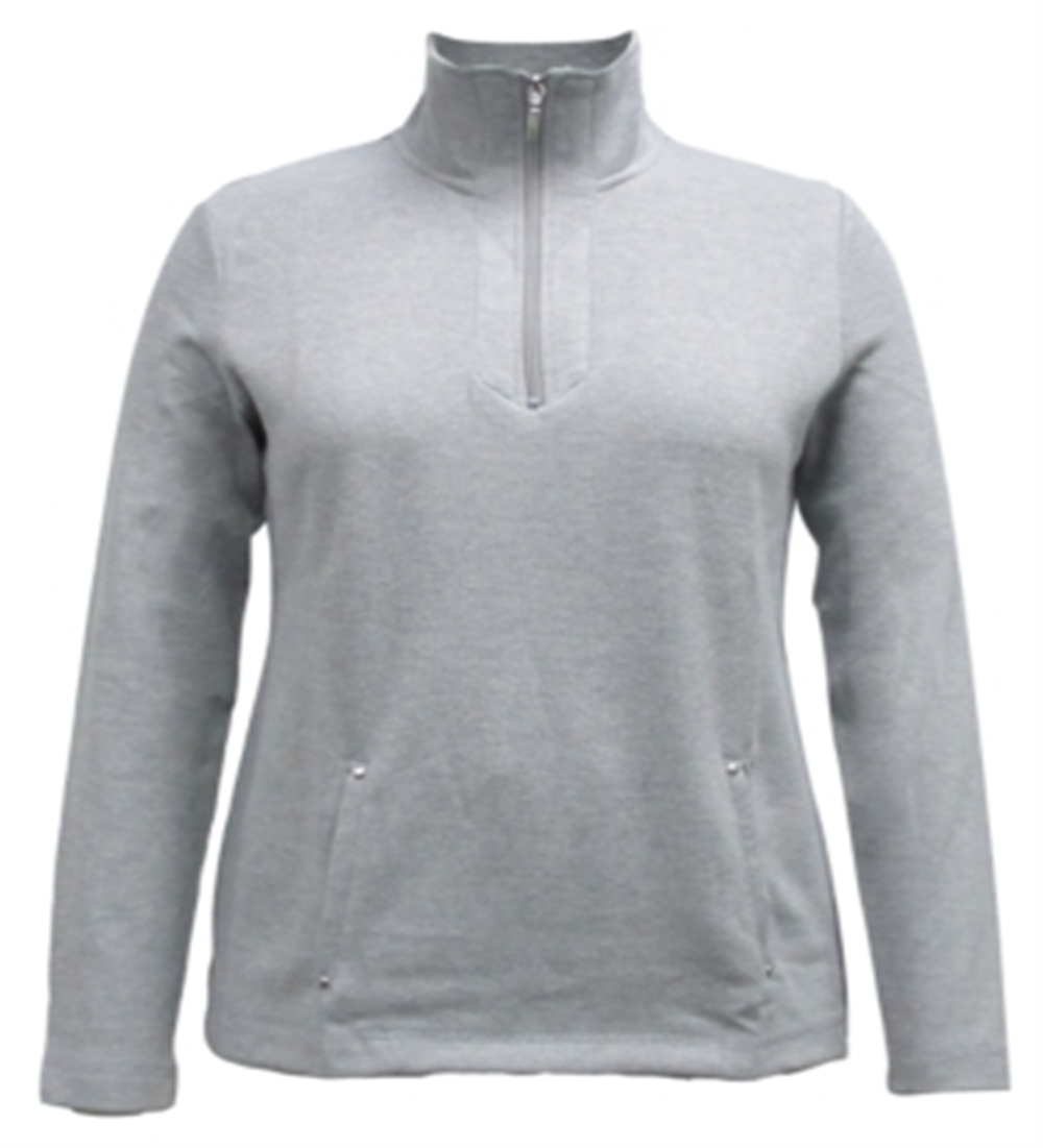 Karen Scott Women's Half Zip Top Gray Size Small