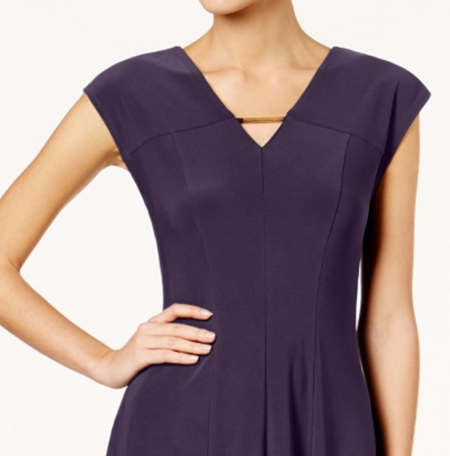 Love Scarlett Women's Fit & Flare Hardware Cutout Dress Purple Size Petite X-Large