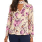 Thalia Sodi Women's Printed Mock-Neck Cutout Top Beige Size Medium
