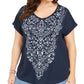 Style & Co Women's Plus Graphic Print T-Shirt White Size 1X