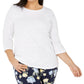 Charter Club Women's Plus Cotton Knit Top White Size 3X
