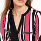 INC International Concepts Women's Striped Long Sleeve V Neck Blouse Pink Size Petite Small