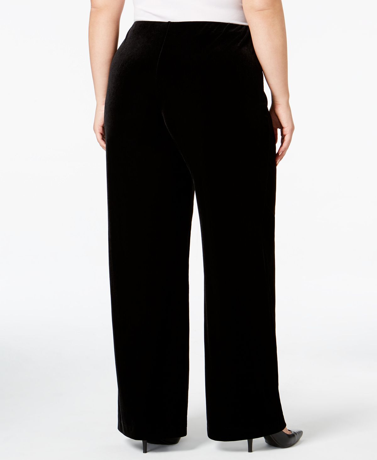 Alfani Women's Plus Velvet Wide Leg Pants Black Size 1X
