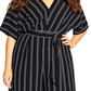 City Chic Women's Trendy Plus Striped Cropped Jumpsuit Black Size 24W
