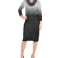 NY Collection Women's Ombre Cowlneck Sweater Dress Silver Size Petite Large