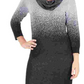 NY Collection Women's Ombre Cowlneck Sweater Dress Silver Size Petite Large