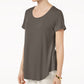 JM Collection Women's Scoop Neck Top Brown Size Small