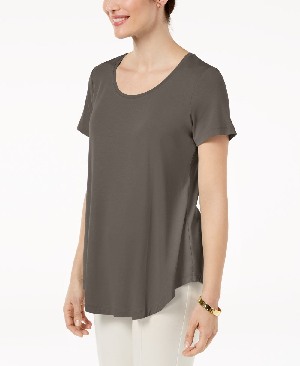 JM Collection Women's Scoop Neck Top Brown Size Small