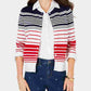 Charter Club Women's Striped Button Down Cardigan  Blue Size Medium