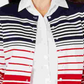 Charter Club Women's Striped Button Down Cardigan  Blue Size Medium