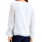 JM Collection Women's Smocked Sleeve Necklace Top White Size XX-Large